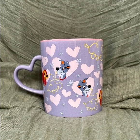 Disney Lady & the Tramp Heart Handle Mug NWT - Picture 1 of 5